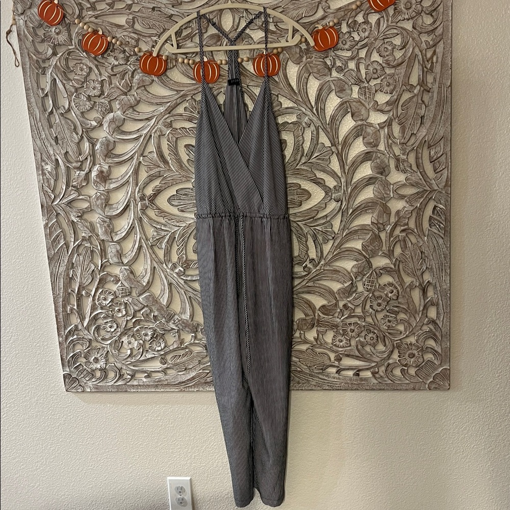 Storia Black and White Halter Jumpsuit